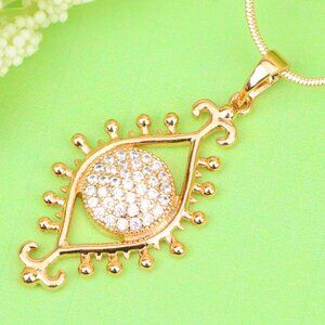 "Rose Gold Evil Eye Pendant with Crystal Center and Unique Design, XPPT1246